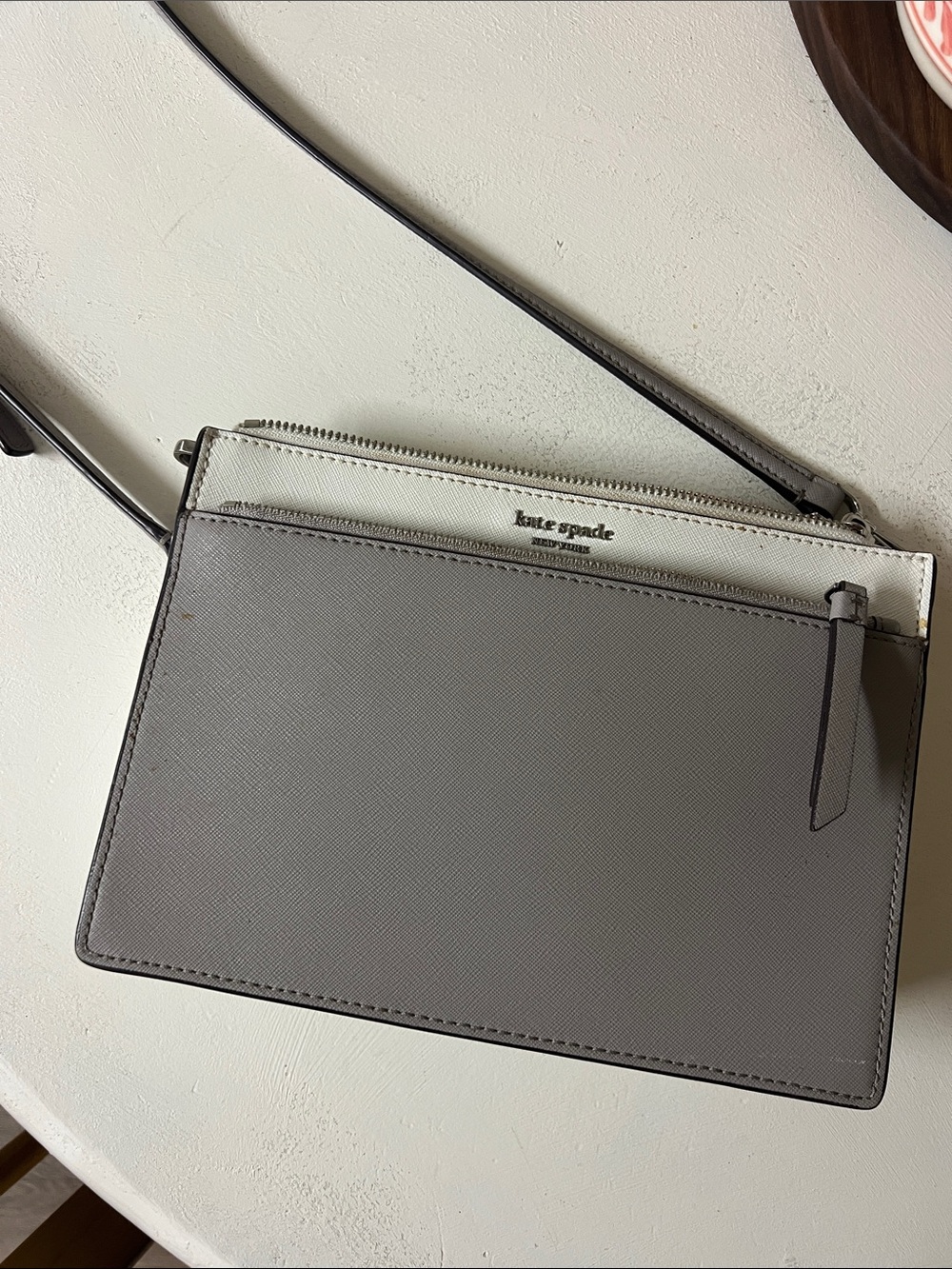 kate spade Gray and Cream Two-Tone Slim Crossbody